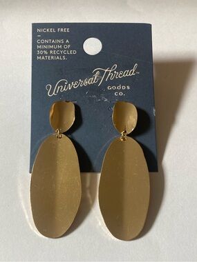 Gold Drop Oval Earrings